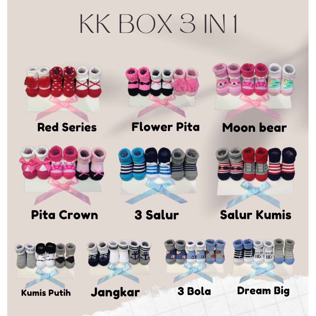 SNI 3 Pasang Kaos Kaki BOX 0-12 Bulan Gift Bayi / kado Bayi CBKS JH