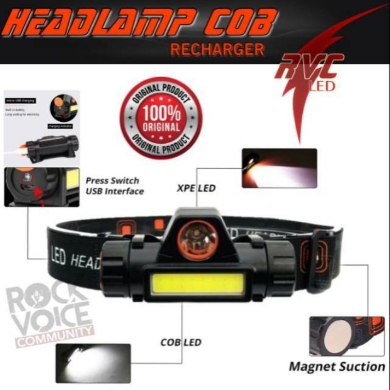 SENTER KEPALA COB MAGNETIC RECHARGER / HEADLAMP SOROT