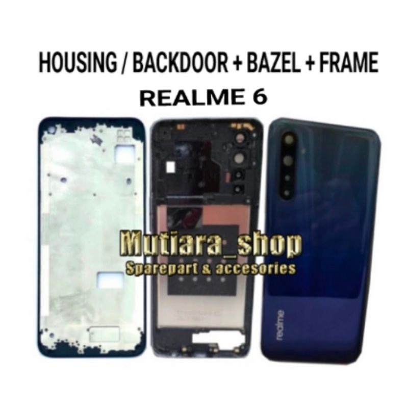 HOUSING / CASING / BACKDOOR + BAZEL FRAME FULLSET REALME 6