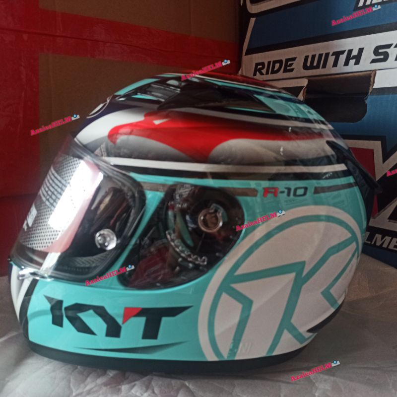 HELM KYT R10 MOTIF SERI #1 AQUAMARINE FLAT VISOR