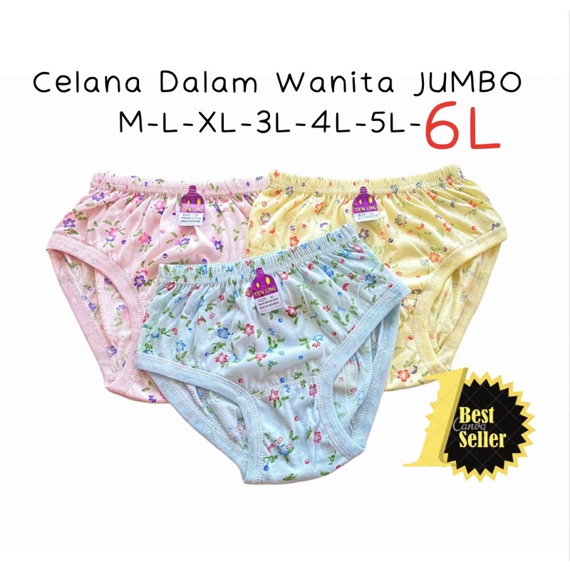 CD Celana Dalam Kancut Sempak Wanita Perempuan Dewasa Jumbo 5L 6 L Big Size Melar Celana Dalam Jumbo