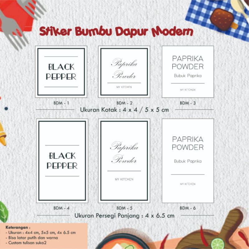 

Stiker / Label Bumbu Dapur Modern