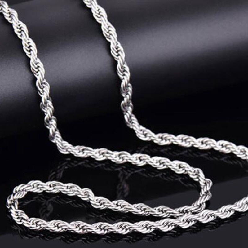 24K Gold/925 Sterling Silver TwistedChain Necklace 16-30 inches Men Women