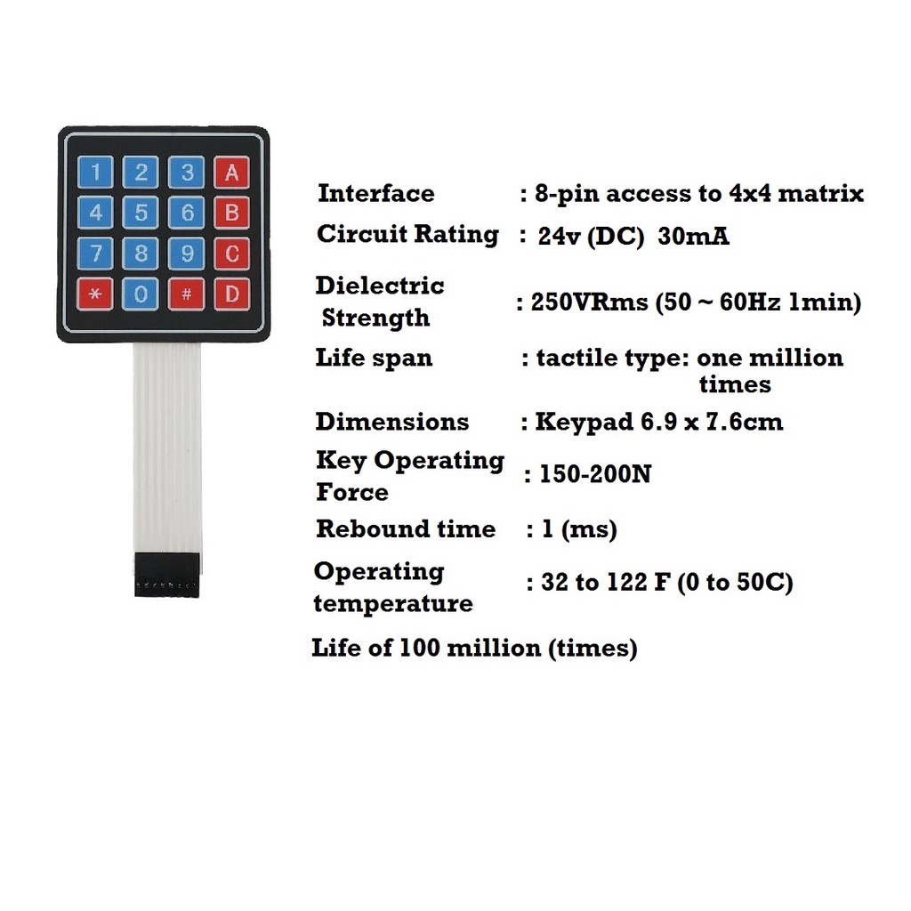 [HAEBOT] Keypad Matrix Module 4x4 Channel Arduinoo Proyek Push Button 8 Pin Interface Input