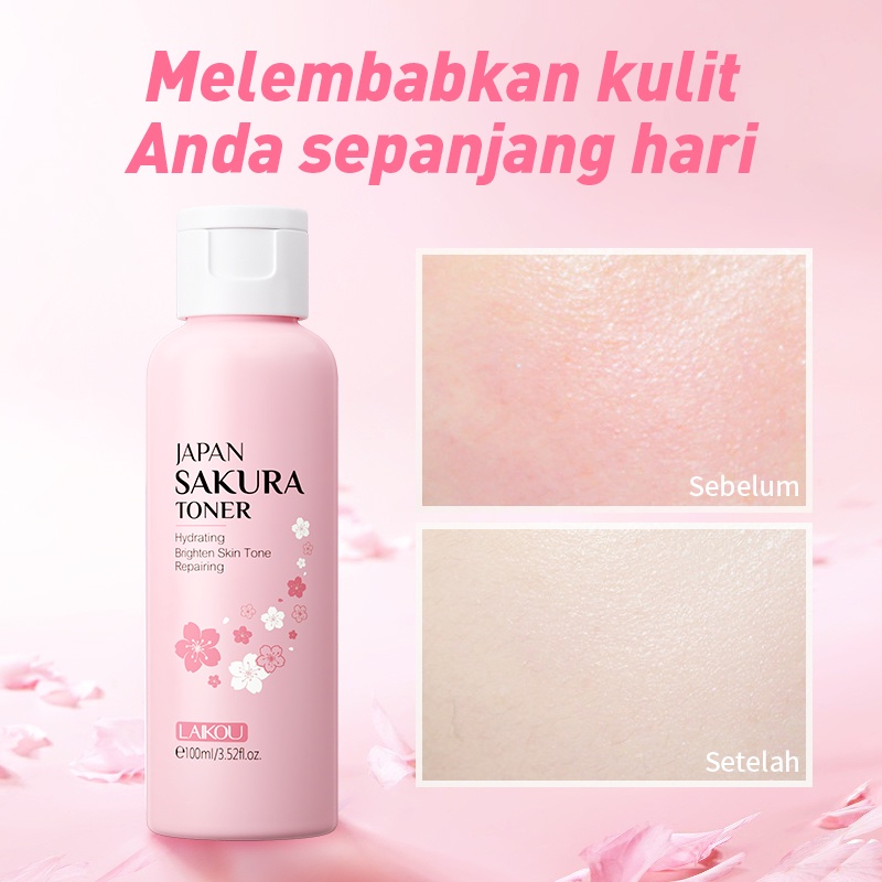 LAIKOU Japan Sakura Toner Cherry Blossom Serum Air Menutrisi Mengurangi Bintik-bintik Mengencangkan Kulit 100ML