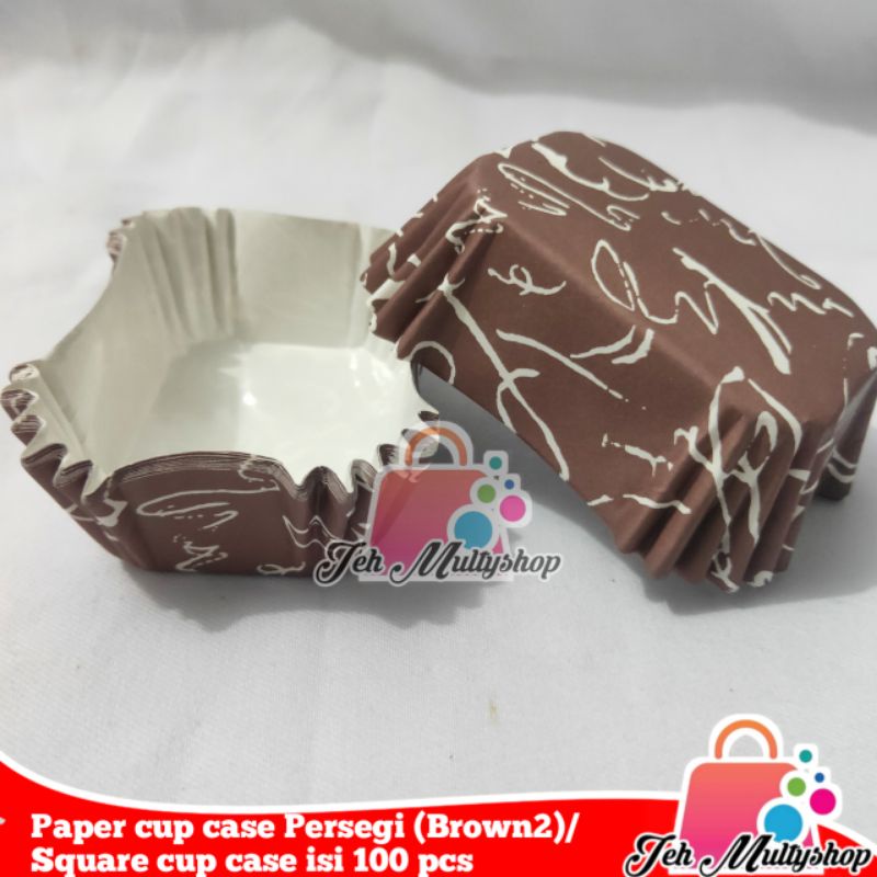 Paper cup case Persegi /Square cup case isi 100 pcs (Windmill & Brown2)