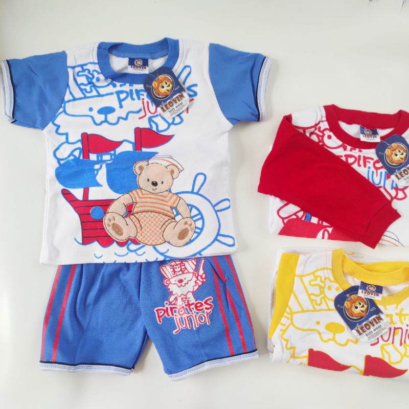 SNI LEOVIN PIRATES Setelan baju celana singlet kutung pendek panjang anak bayi halus bordir