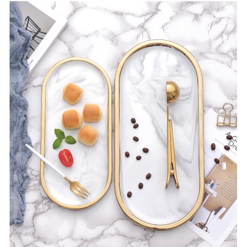 Marble tray oval /Piring Oval Keramik