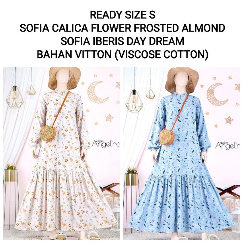 (SIZE S) NWT SOFIA DRESS - CALICA FLOWER FROSTED ALMOND | IBERIS DAY DREAM ATELIER ANGELINA (NANURA 