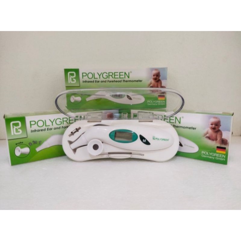 POLYGREEN - Termometer Infrared Telinga dan Dahi  2in1 - Thermometer Digital Infra Merah Original Polygreen KI8176