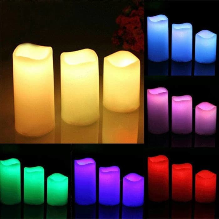 Lilin RGB Flame Lilin Valentin Valentine Free 3pcs LED Candle with Remote Control