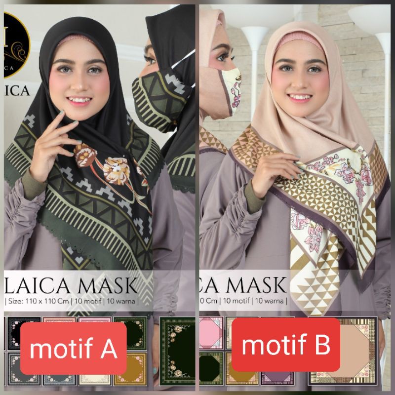 jilbab segiempat plus masker caroline by Malaica hijab