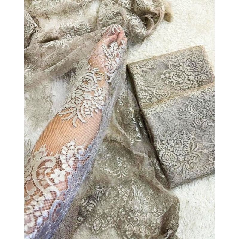 kain brukat semi prancis lace,kain brokat semi francis,bakal kain kebaya