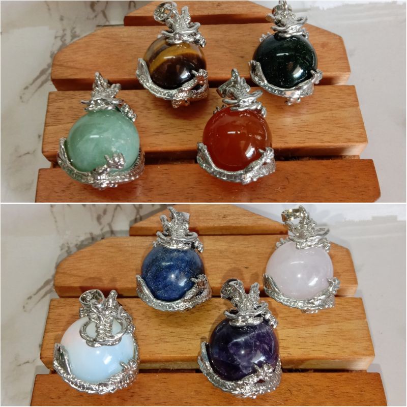 Liontin Batu Alam Giok,Tiger Eye,Red Carnelian,Pasir Mas Hijau,Oplaite,Lapis Lazuli,Kecubung,Rose Qu