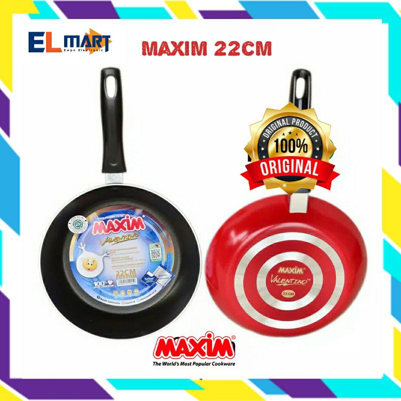 Maxim valentino fry pan non stick 22cm panci penggorengan 22 cm anti lengket