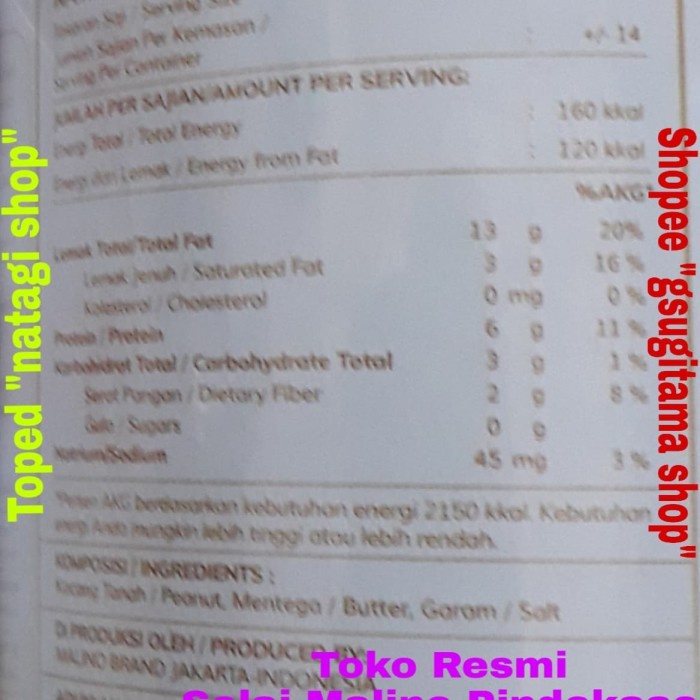 

butter-mentega- selai kacang malino butter cream diet 500gram -mentega-butter.