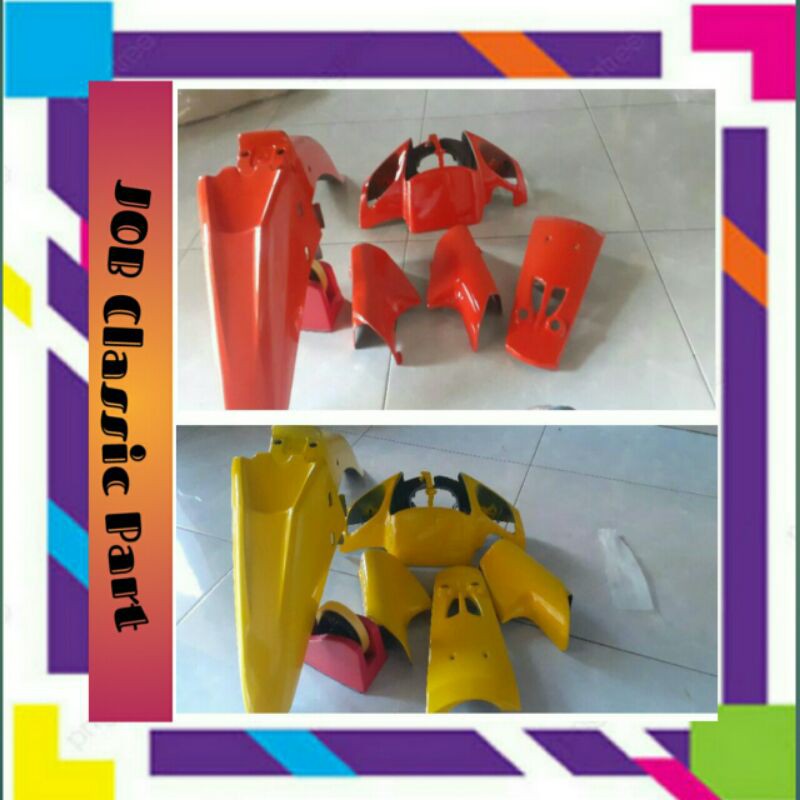 Slebor depan fiz R+Batok depan fiz R+panel dasi Fiz R+Tutup skok Fiz R warna kuning orange