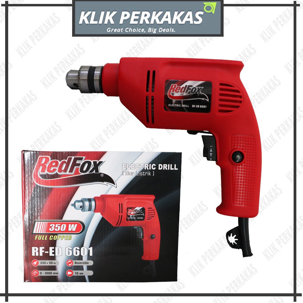 Mesin Bor 10mm REDFOX RF-ED 6601 Electric Drill 350w