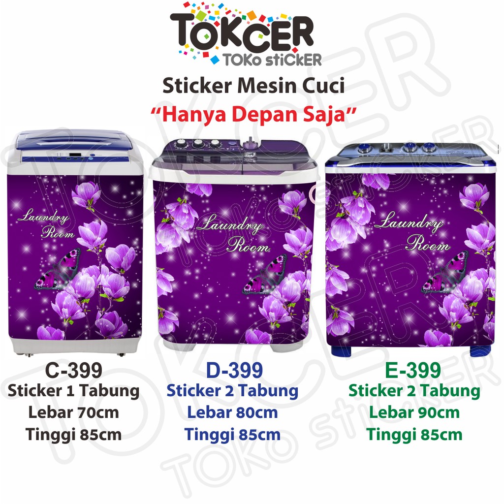 Stiker Mesin Cuci Bunga Kupu-kupu UNGU