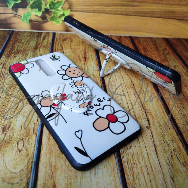 Case Oppo F11 / CPH1913 / CPH1911 Softcase Karakter Motif Bunga + iRing Stand include