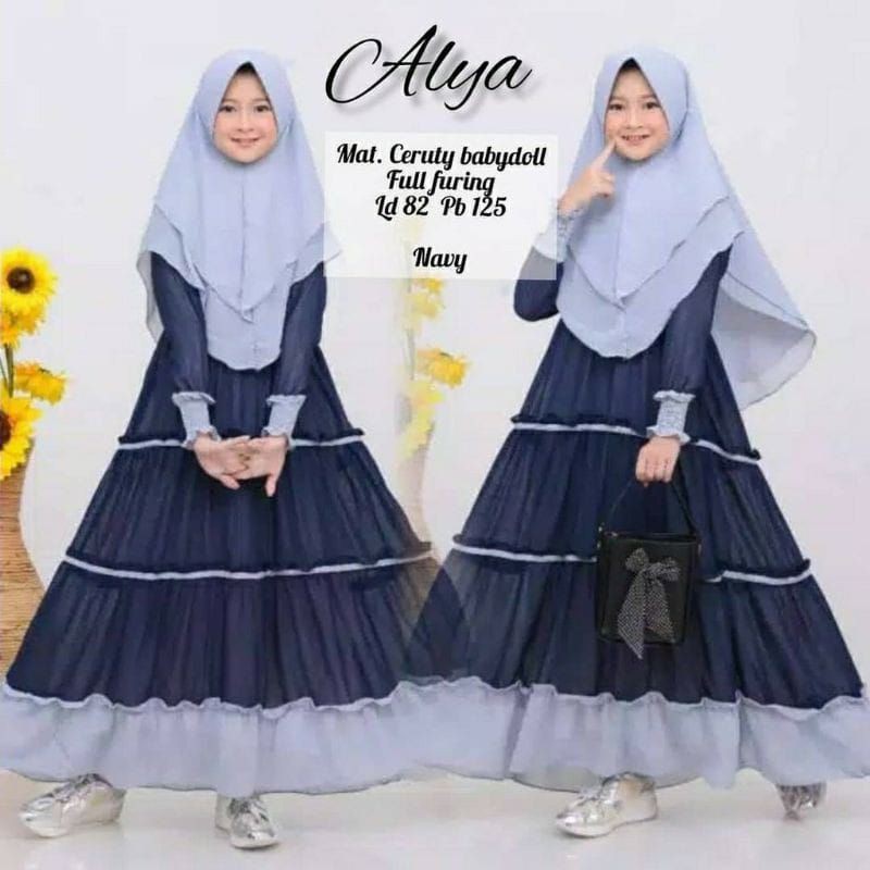 PAKAIAN MUSLIM ANAK PEREMPUAN 10-15 TAHUN/ALYA KIDS/GAMIS MUSLIM ANAK PEREMPUAN (BD)