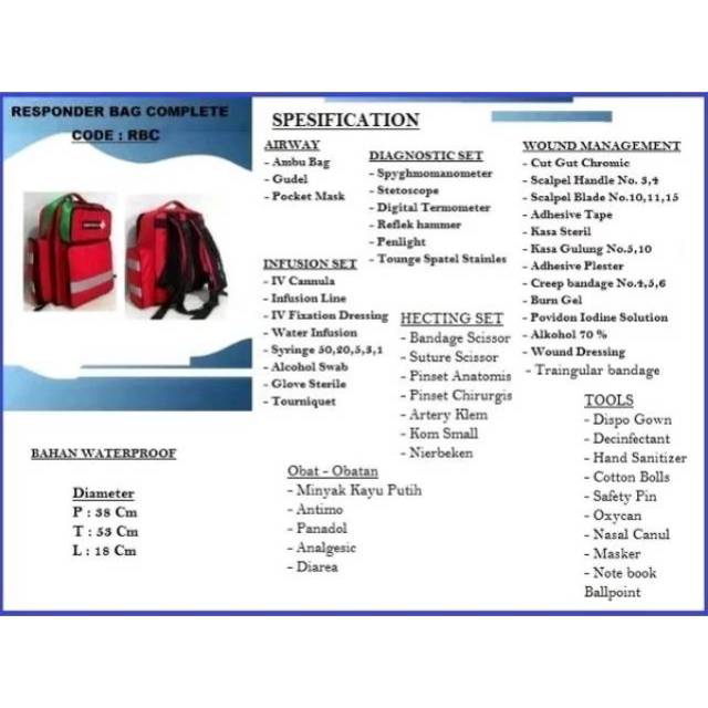 Tas Emergency Kit ( Emergency First Aid Kit ) Responder Bag Plus Isi