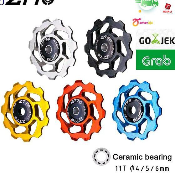 ZTTO Ceramic Bearing Pulley 11T RD Rear Derailleur Jockey Wheel Sepeda - Biru H8O6