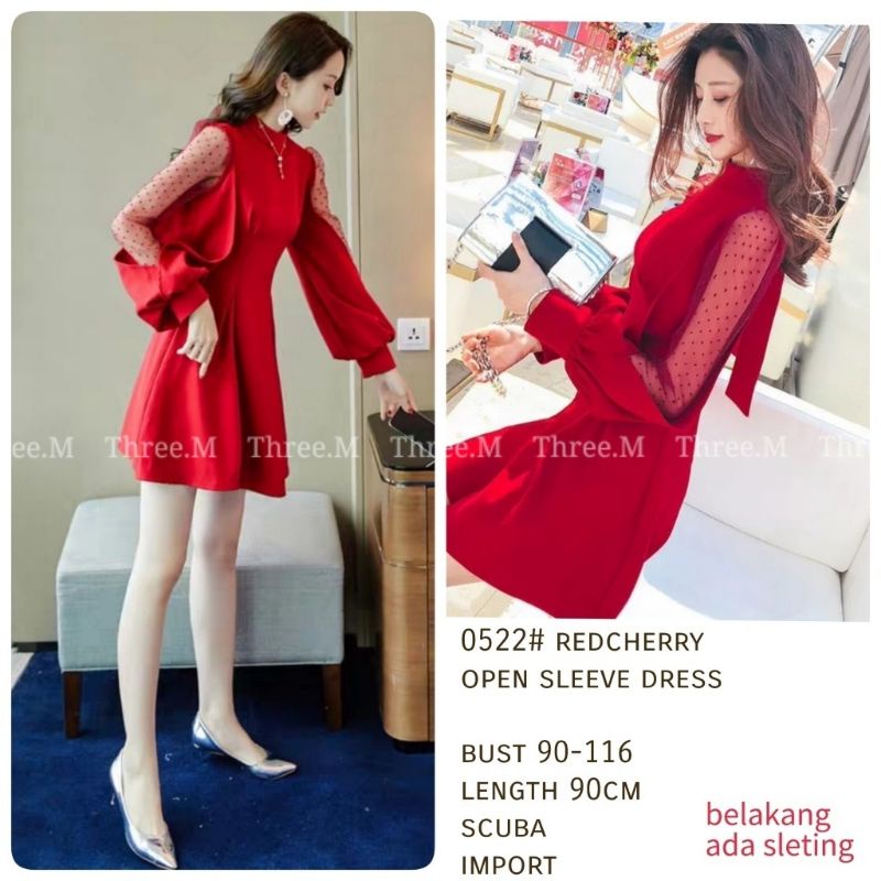 MDLV ~ CNY0522 RedCherry Dress Imlek Women Red Dress Chinese new year Dress Sincia Christmas Dress Premium Dress Import Fashion Import