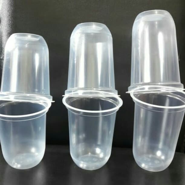 @50pc gelas plastik oval/gelas U seal cup/round shape plastic cup - 12