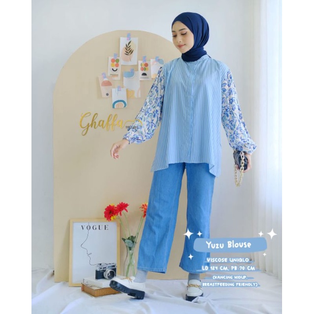 YUZU BLOUSE BY GHAFFA THE LABEL (BLOUSE MOTIF) Blouse wanita rekomended