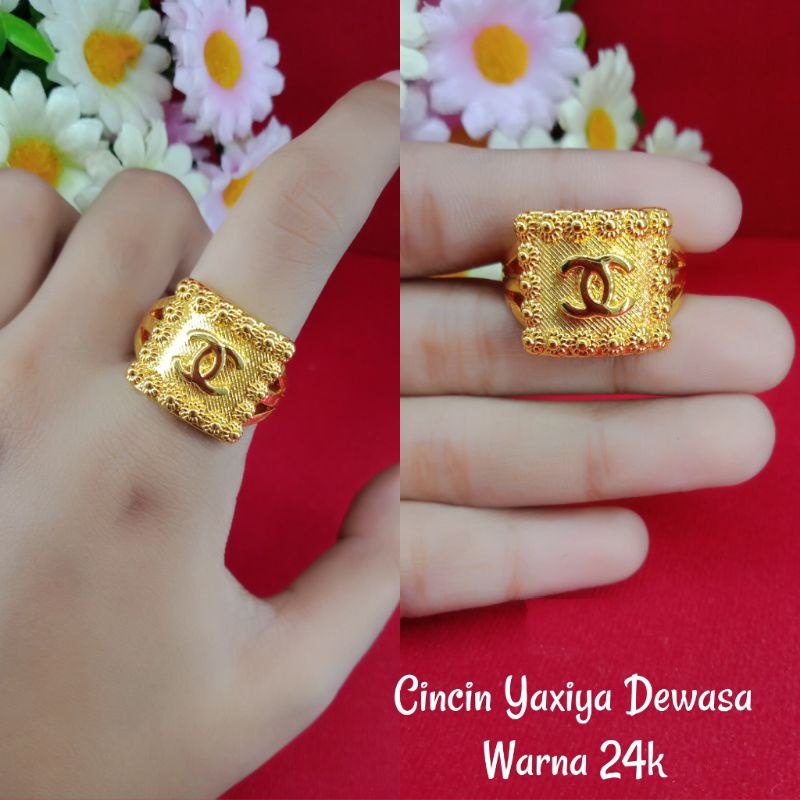 CINCIN CHANEL PETAK LAPIS EMAS/GROSIR CINCIN DEWASA