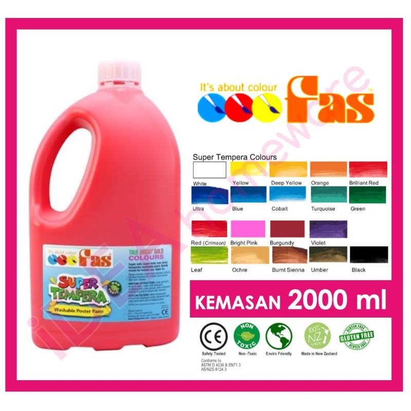 

Fas Super Tempera 2 Liter Cat Air Anak Super Washable Non Toxic Poster