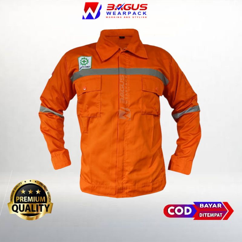 WEARPACK SAFETY / KEMEJA SAFETY / BAJU SAFETY LENGAN PANJANG / BAJU PROYEK KEREN / BAJU KERJA PRIA PROYEK / BAJU KERJA PIRA LAPANGAN / BAJU MEKANIK / BAJU WEARPACK / WERFAK PRIA KERJA / BAJU WEARPACK KERJA PROYEK / BAJU TAMBANG / OREN POLOS