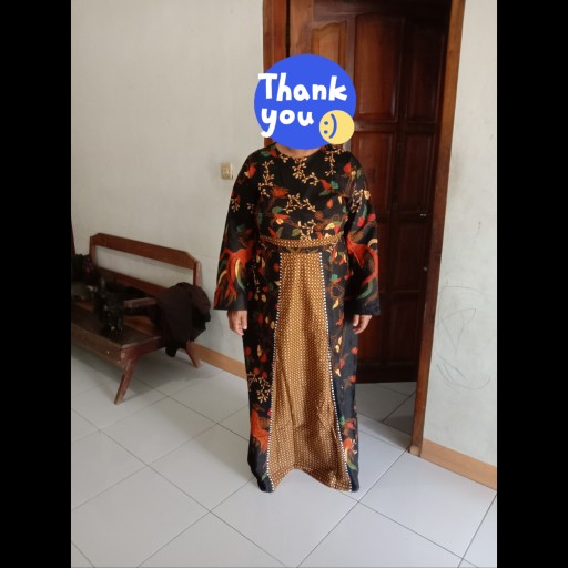 Gamis Batik Modern Murah Katun Halus Kombinasi Truntum, Ori Batik Aksara Pekalongan Big Size Jumbo