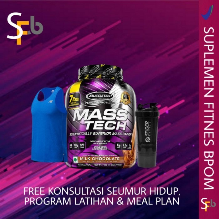 MUSCLETECH MASSTECH GAINER 7 LBS SUPLEMEN MAKANAN KESEHATAN GYM