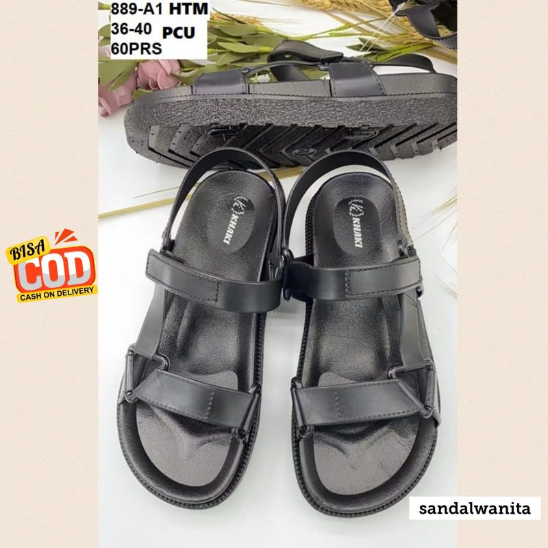 Sandal Jelly Wanita Tali Gunung Hitam Karet Import 8868