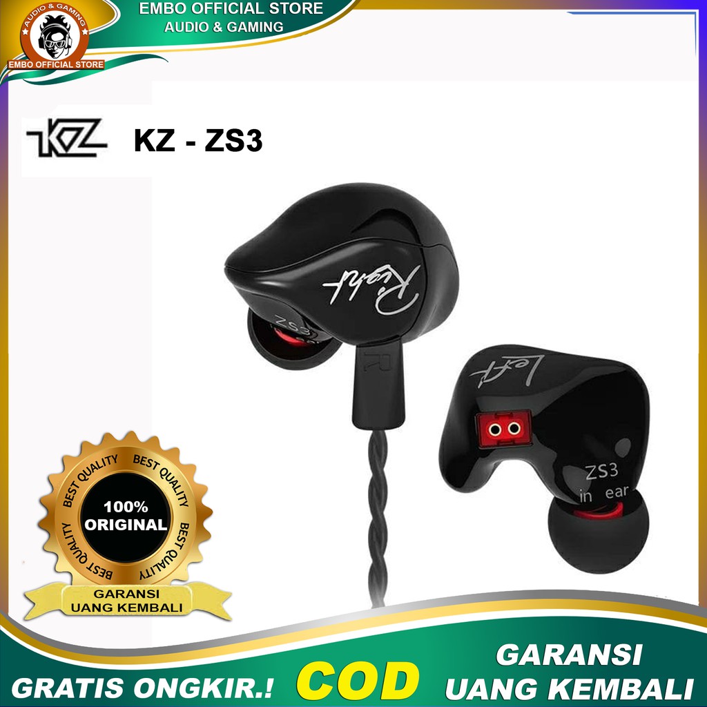Headset KZ ZS3 Headset Earphone Mic In Ear Hybrid Driver Headset Kabel Original Headset Android