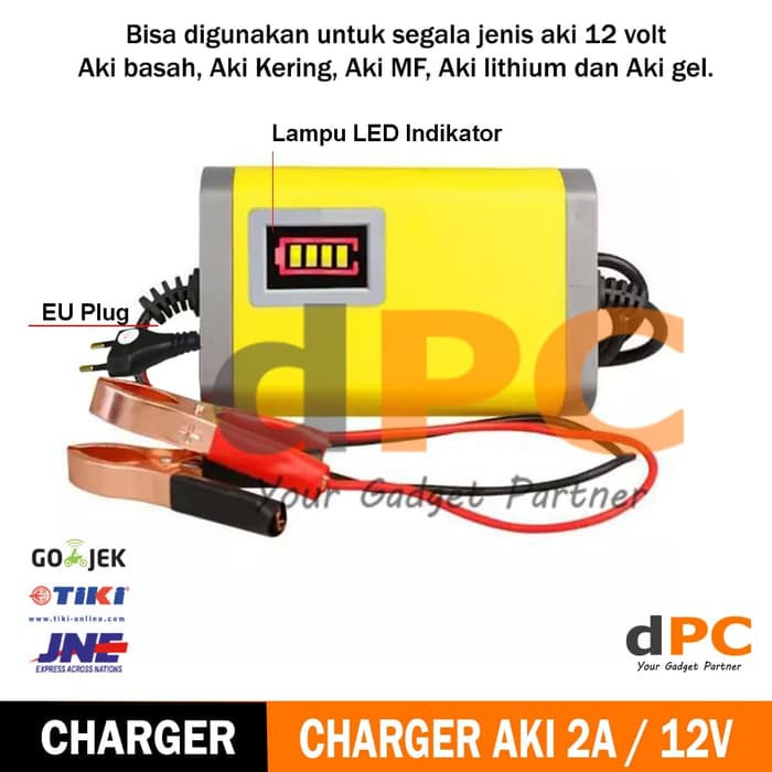 Decal Charger Aki Portable 12V2A Motor  Mobil