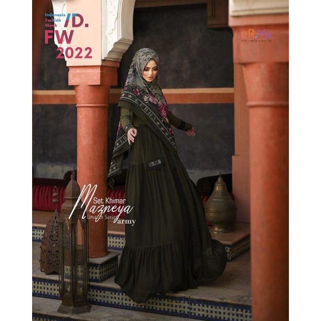 [ER.HA SYARI] GAMIS SYARI TERBARU / DRESS SET PRINTING " MAZNEYA SET " BY ERHA