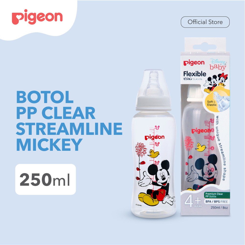 PIGEON Botol PP Clear Streamline Mickey 250Ml