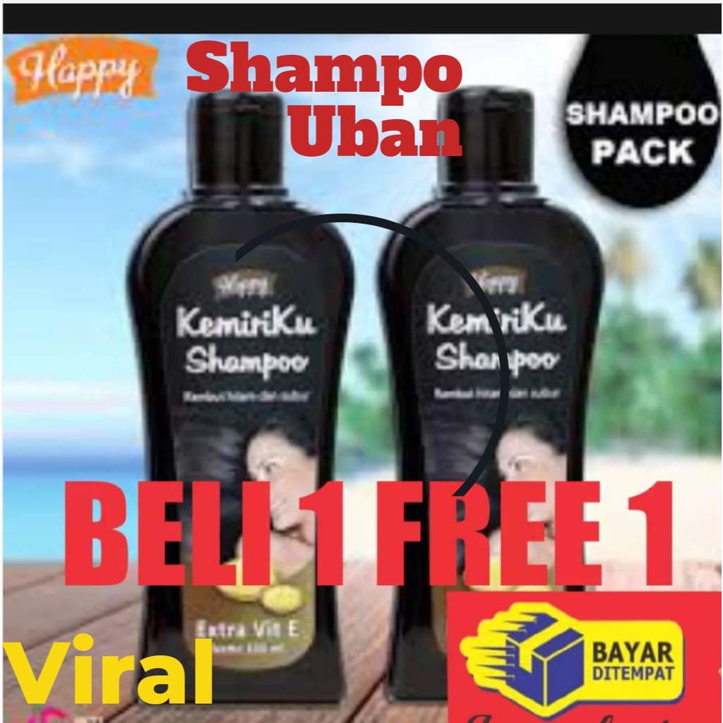 ( BELI 1 GRATIS 1 ) SHAMPO PENGHITAM RAMBUT , HAPPY KEMIRIKU SHAMPOO / SAMPO / Shampo kemiri happy O