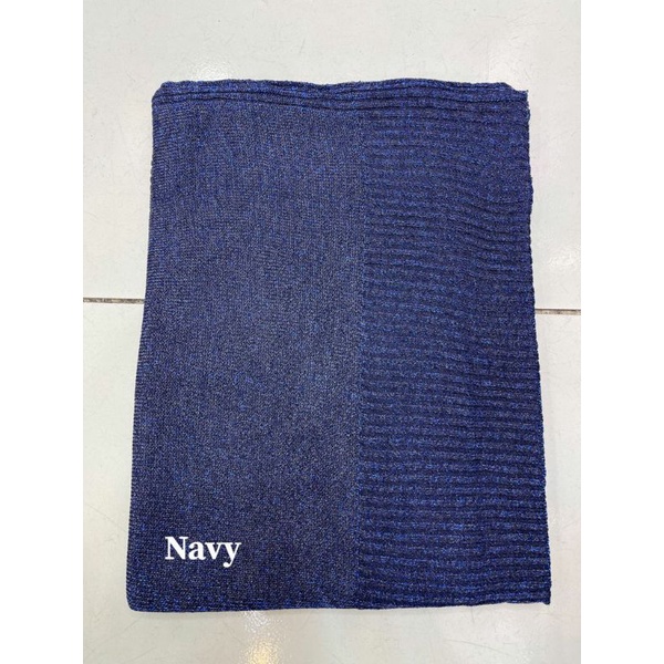 PASHMINA RAJUT GLITER / PASHMINA RAJUT PENGANTIN / PASHMINA PREMIUM-Navy