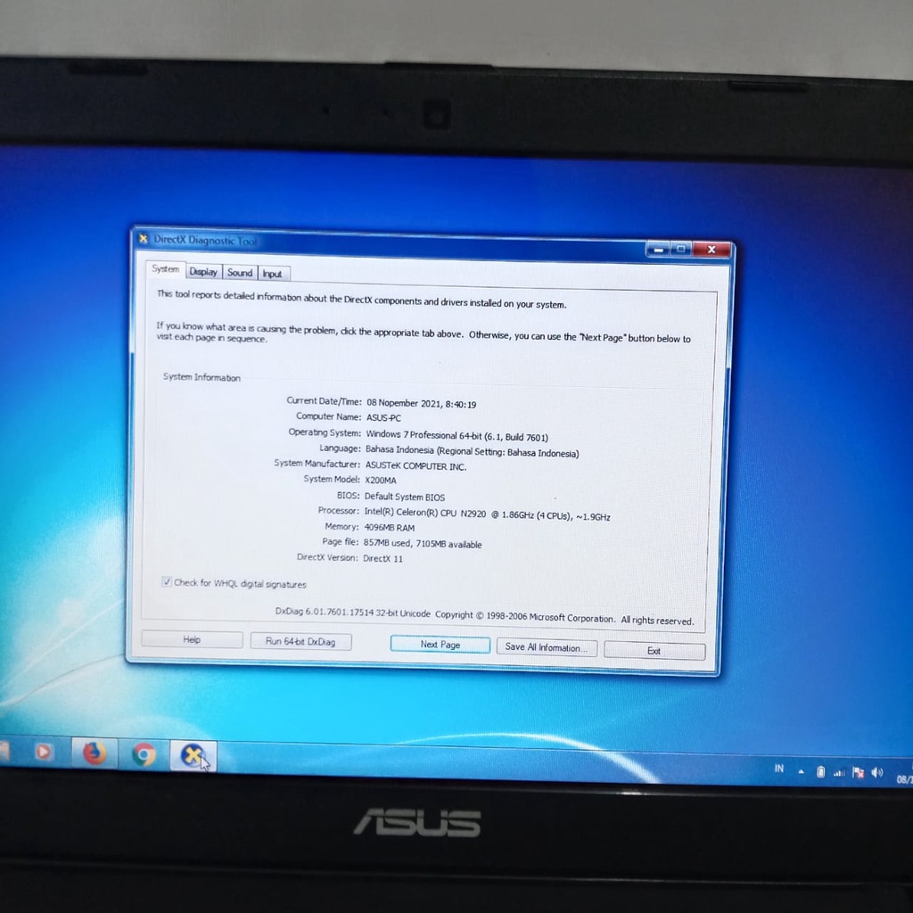 Laptop Asus X200M x200MA