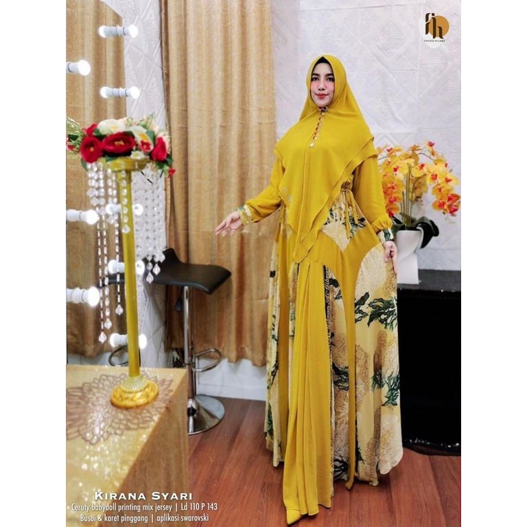 KIRANA SYAR'I By AL GIBRAN  BAHAN CERUTY ARMANY BABY DOLL RESLITING DEPAN KARET PINGGANG LD 110CM PJ