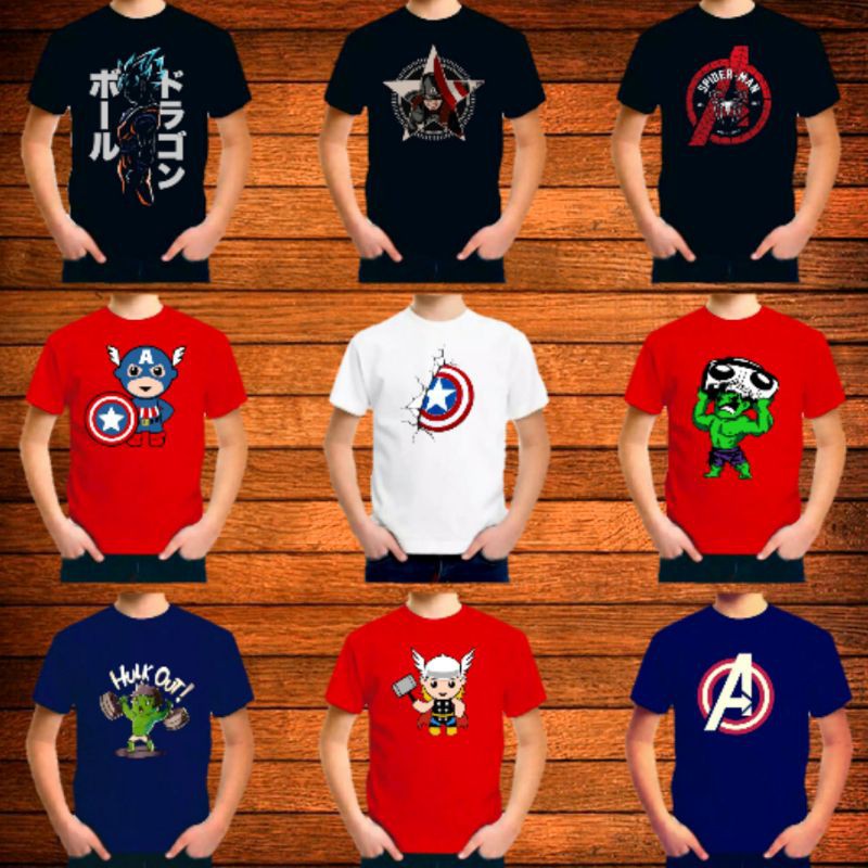 PROMO!!! 03 Kaos Anak Karakter Superhero Cotton Combad - Kystore