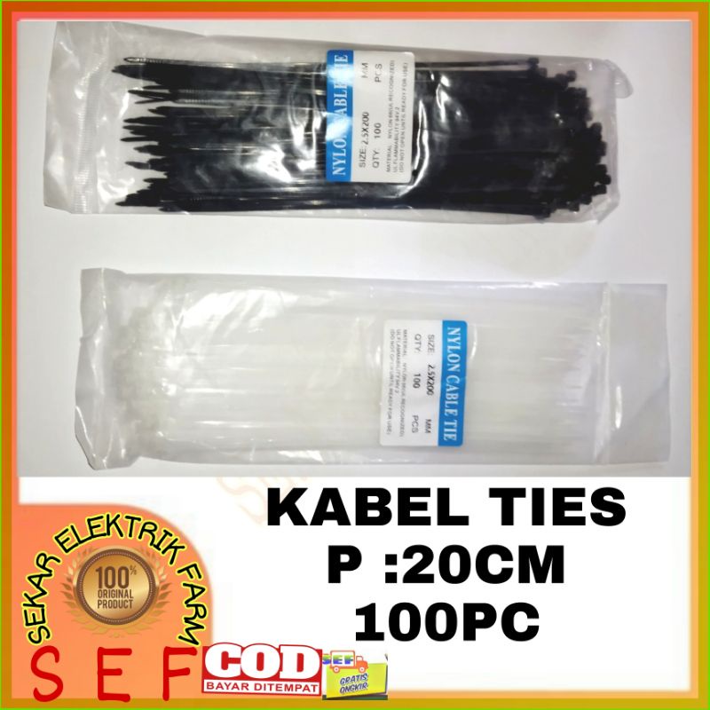 Cable Tie / ties / Kabel Ties 2,5 x 200 (Panjang 20 cm) isi 100 pcs KABEL PENGIKAT DLL