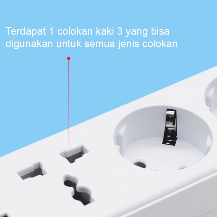 Stop Kontak Kabel 2 Lubang + Colokan kaki 3 / Stop Kontak Usb