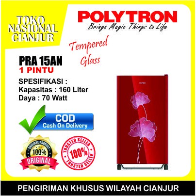 [Cianjur] Kulkas 1 Pintu Polytron New Belleza – PRA 15 ALR