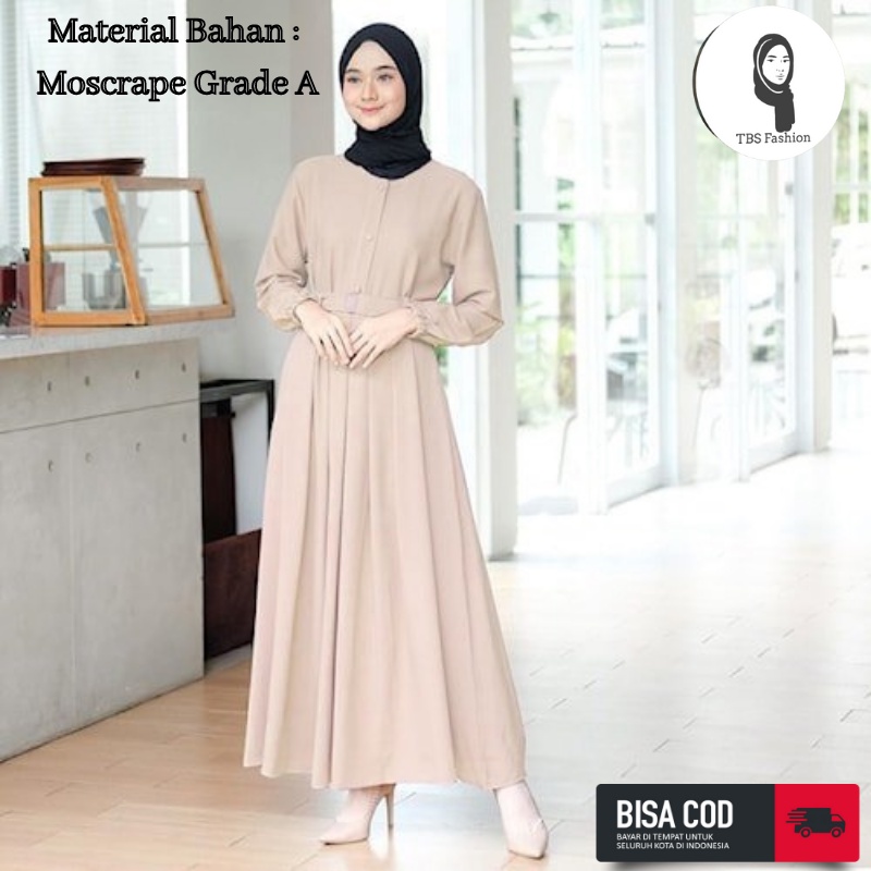 Baju Gamis Atasan Wanita Cewek Remaja Terbaru Bahan Moscrepe Adem Halus Model Modern Berkualitas Premium Quality Casual Acara Formal Kondangan Lebaran 2022 Bisa COD-Coksu & Belt