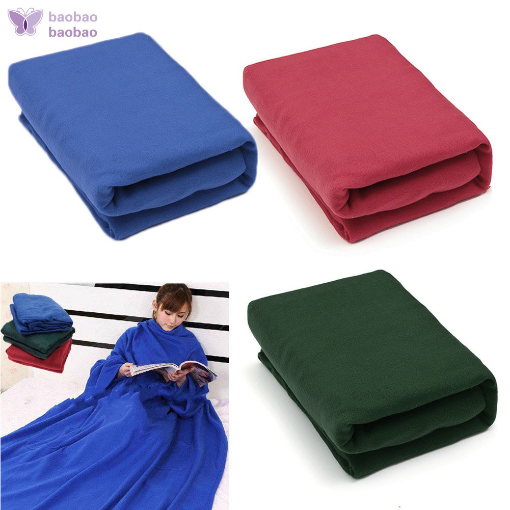 Home Winter Warm Cosy Thick Plush Snuggle Fleece Blanket With Sleeves Shopee Indonesia